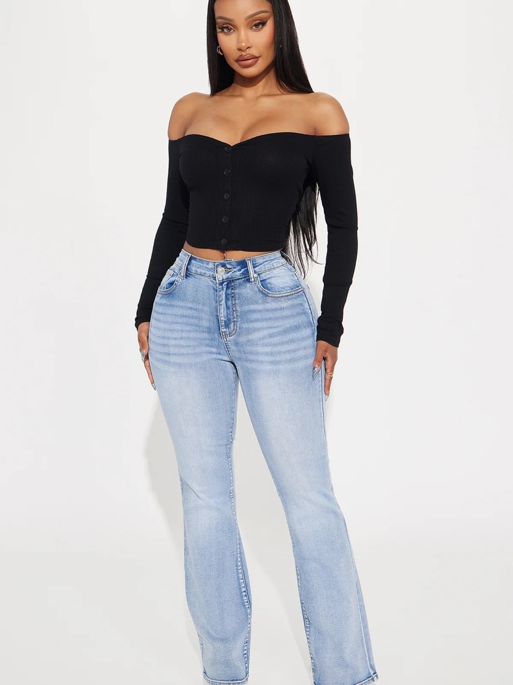 Fashion Nova NWT Talk That Talk Off Shoulder Top Black Size M
